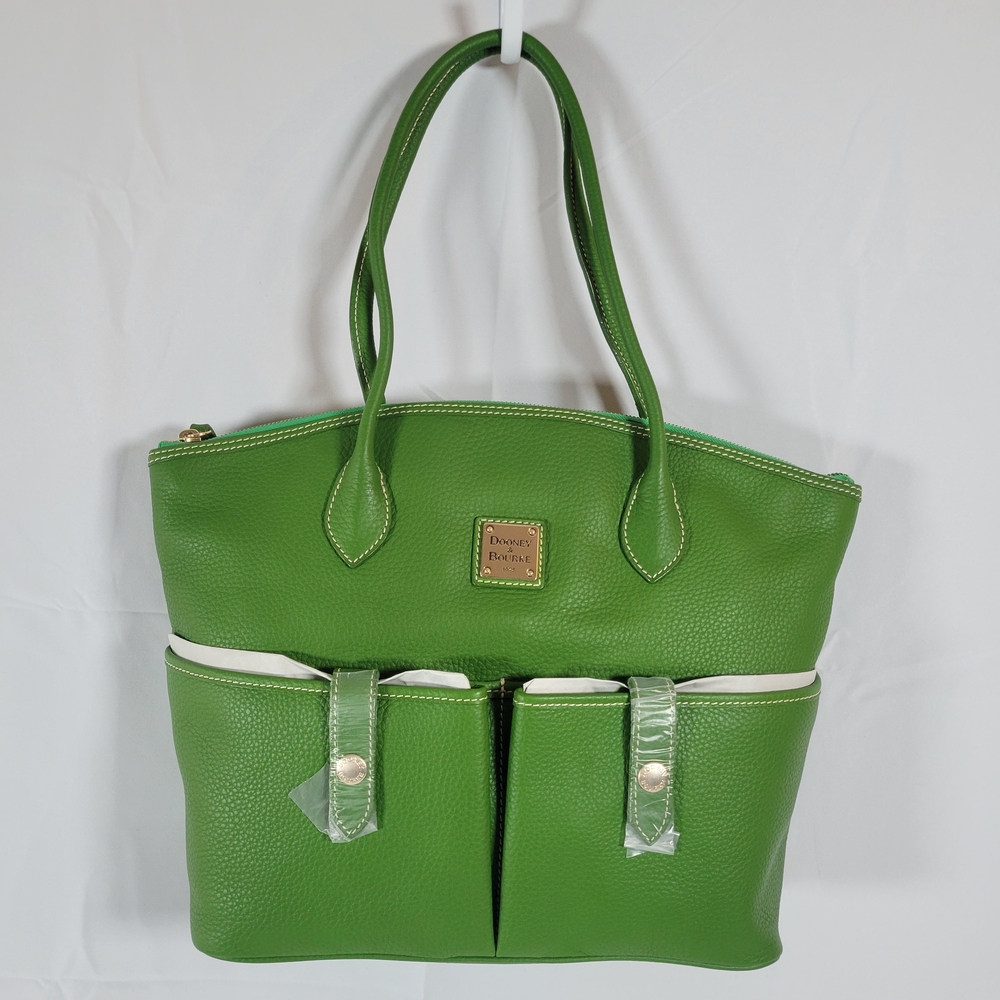Dooney & Bourke Green Leather Crescent Tote Pebbled All Weather NWT Accessories